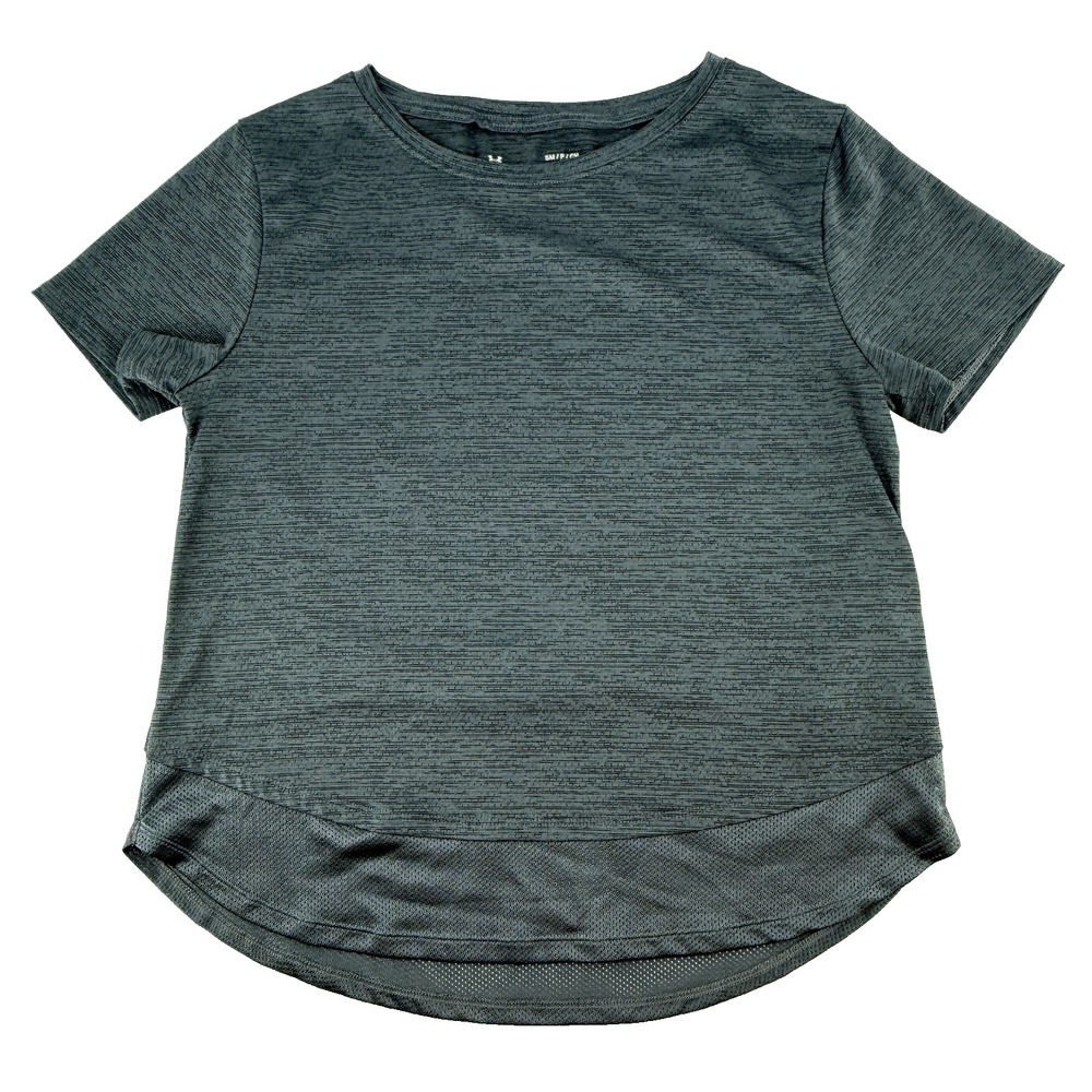 Under Armour HeatGear Womens Small Gray Athletic T Shirt Loose Fit Short Sleeve